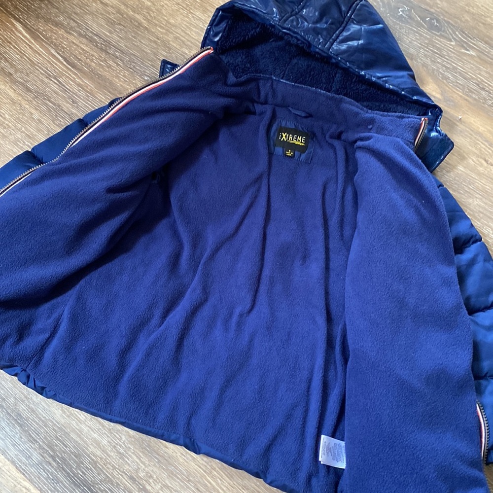 Boys blue Puffer Jacket w Hood small - Picture 4 of 9